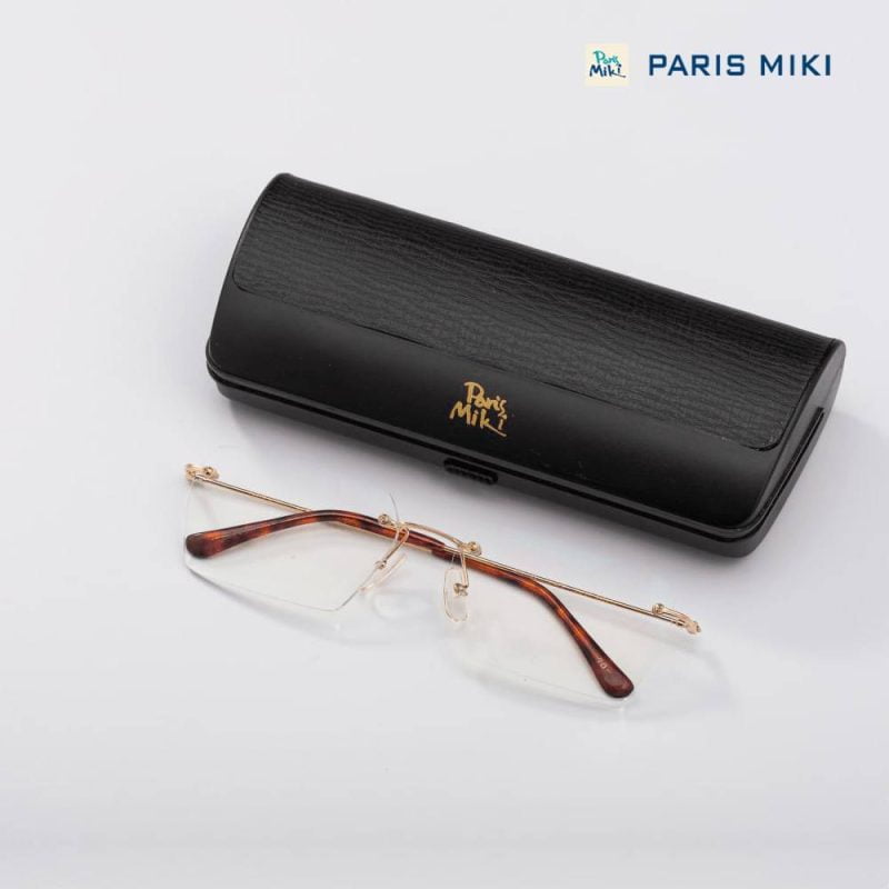 Gọng kính khoan vàng hồng 18K Paris Miki 18KPG F16-135