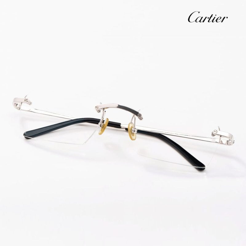 Gọng kính titanium mạ vàng trắng Cartier F19-135