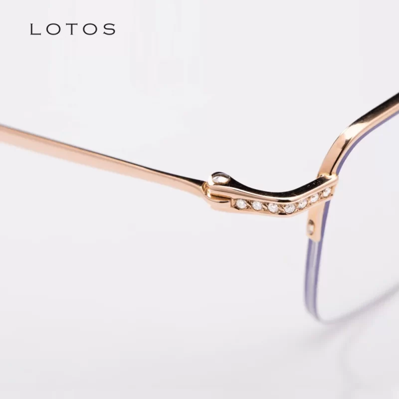 Gọng kính vàng lotos 18kt rose gold 14 kim cương-06