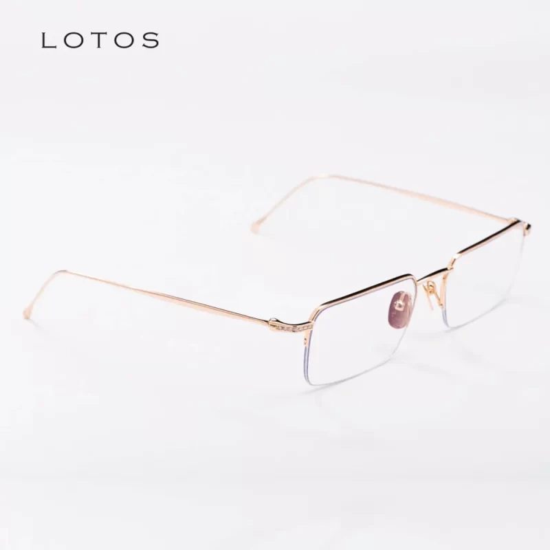 Gọng kính vàng lotos 18kt rose gold 14 kim cương